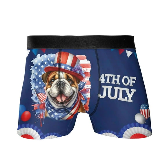 Patriotic Bulldog Celebrates 4th of July All Over Print Boxer Briefs Underwear for Men Dad Dog Lover Gifts Idea - 02009
