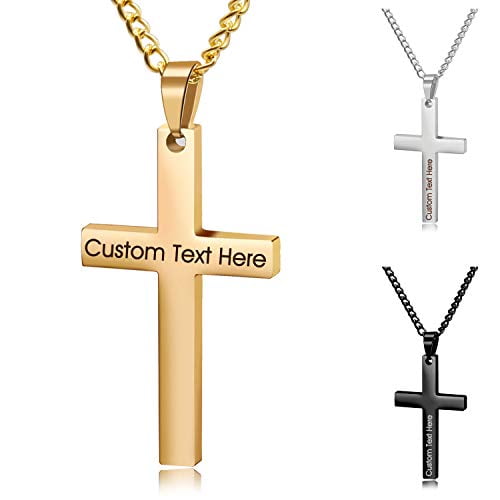 Customized Cross Necklace For Men's Gold Cross Personalized Engraved Cross  Necklace Christian Jewelry Fathers Day Gift