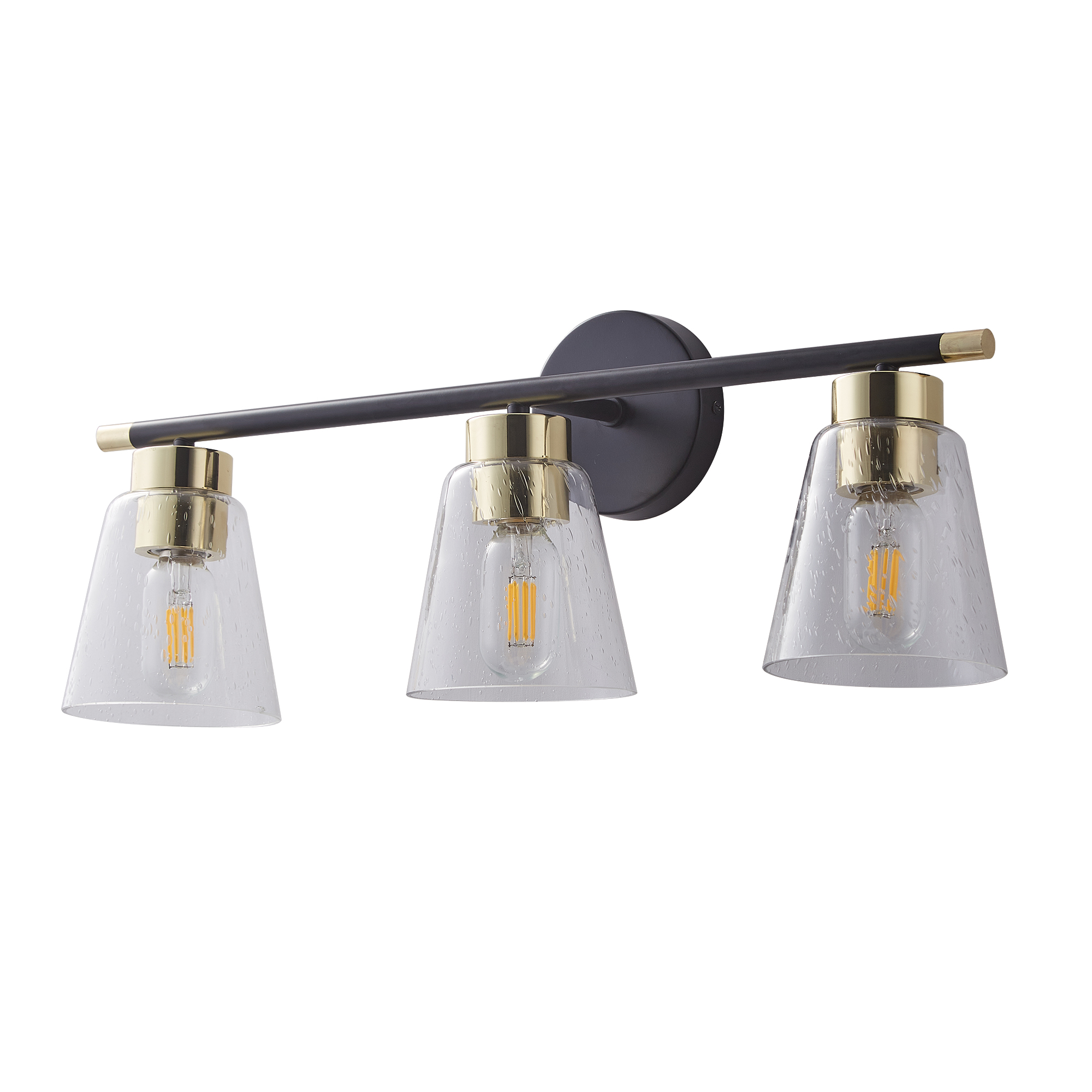 LANTRO JS -Vanity lamp bathroom lamp mirror lighting matte black brushed gold glass lampshade wall lamp wall lamp lamp 3 lamps（Without bulb） - image 1 of 9