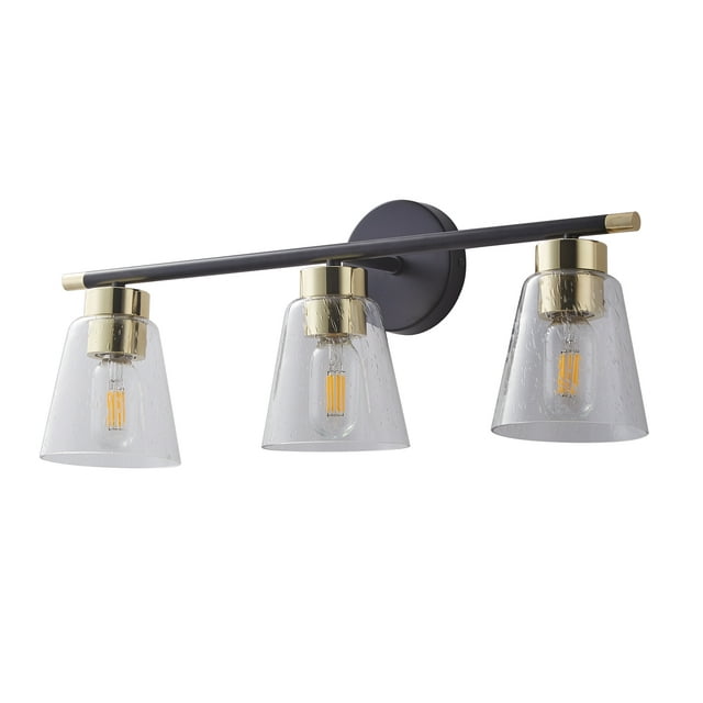 LANTRO JS -Vanity lamp bathroom lamp mirror lighting matte black brushed gold glass lampshade wall lamp wall lamp lamp 3 lamps（Without bulb）