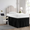 thumbnail image 4 of Dorm Bed Skirt Twin XL Size 36 inch Drop Black Solid Bed Skirt Stylish Ruffled Pattern Split Corner Easy Fit Easy Care Fade & Wrinkle Resistant-Polycotton Made, 4 of 7