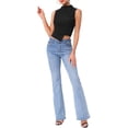 thumbnail image 2 of Top sin mangas asimétrico con brillo para mujer, cuello alto, talla XL, negro, 2 of 6