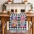 thumbnail image 2 of Table Runner - 60 Inch Long, Spring Gnomes Kitchen Dining Table Runner Dresser Scarves, Botanical Rose Leaves Black Buffalo Plaid Farmhouse Decor for Coffee Tables Wedding Party Banquet, 2 of 8