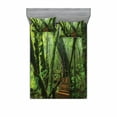 thumbnail image 2 of Ambesonne Forest Fitted Sheet & Pillow Sham Set, Entrance to Wilderness, Twin, Green Brown, 2 of 3