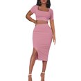 thumbnail image 1 of Falda Conjunto de falda ajustada para mujer, 2 uds., camiseta + falda, conjunto ajustado informal para mujer (rosa M) Ygjytge Rosa T M para Mujer, 1 of 7