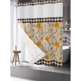 thumbnail image 3 of No Hook Shower Curtain with Snap-in Liner, Spring Daisy Waterproof Fabric Bathroom Curtains, Country Vintage Yellow White Floral Leaf Plaid Bath Curtains & Mesh Top Window 72"x78" Long, 3 of 9