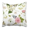 ECCOT Botanical with Rose Linden Jasmine Flowers and Butterflies for Tea Natural Cosmetics Pillowcase Pillow Cover 16x16 inch
