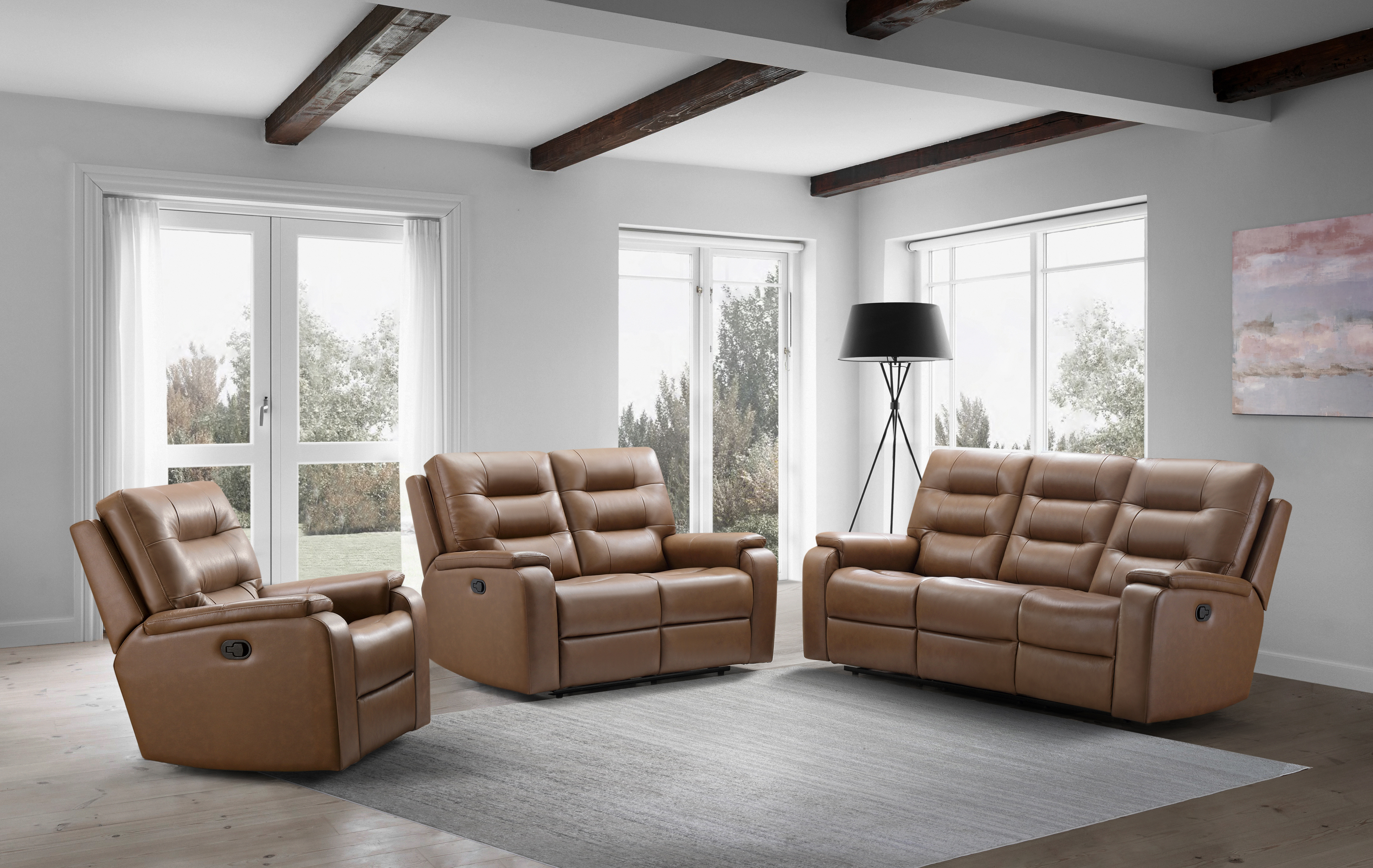 Devon & Claire Wyatt 3pc Premium TopGrain Leather Manual Reclining