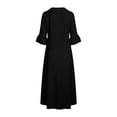 thumbnail image 4 of Dvprdro Ruffle Collar 3/4 Sleeve A Line Midi Dress for Women Loose Fit Solid Color Casual Summer, 4 of 8