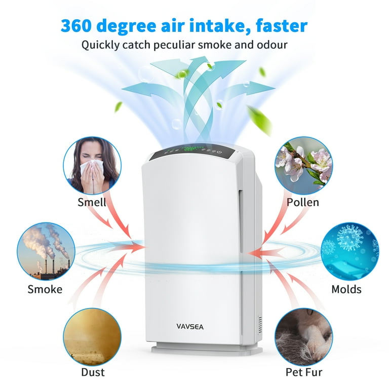 VAVSEA Air Purifier, HEPA Air Filter for Home Large Room up to 600 Sqft, Air  Cleaner for Pet Hair, Allergies, 99.97% Smokers, Odors, Dust, Pollen, Odor  Eliminators for Bedroom 