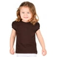 thumbnail image 3 of Lilax Girls' Basic Round Neck Cotton Short Puff Sleeve T-Shirt Brown 6 Years, 3 of 7