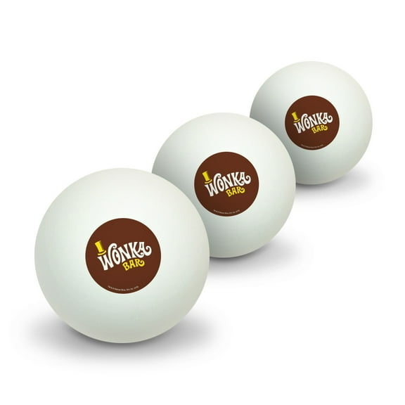 Willy Wonka and the Chocolate Factory Wonka Bar Logo Novelty Table Tennis Ping Pong Ball 3 Pack