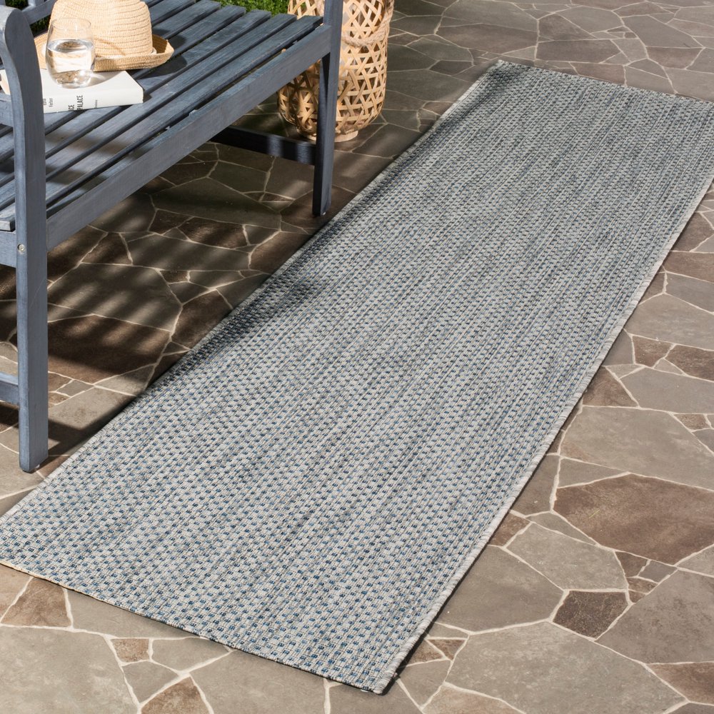 Safavieh Courtyard Jonell Indoor/ Outdoor Patio Backyard Rug Grey/Navy 2'3" x 20' Runner 20