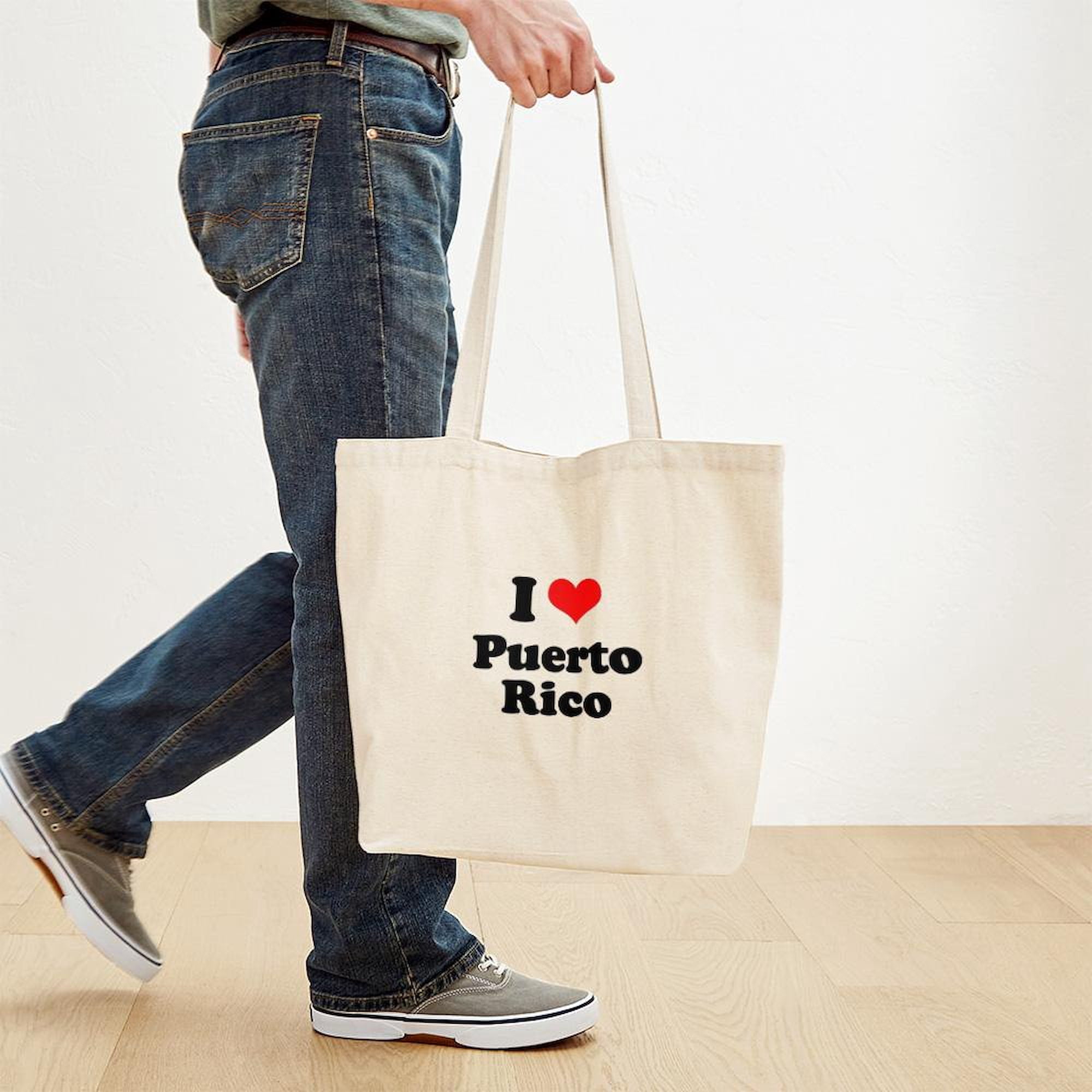 CafePress "I Love Puerto Rico" Tote Bag | Natural Canvas Reusable Shopping Bag - View #4