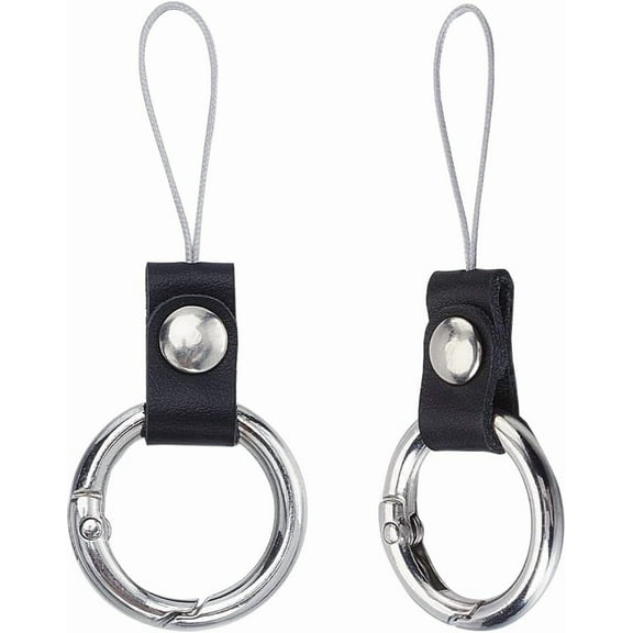 2PCS Keyring with Strap Short Lanyard Black Cell Phone Finger Ring Phone Charms Grip Holders