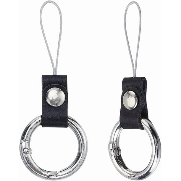 2 llaveros con correa corta, color negro, para teléfono móvil, con anilla para el dedo.