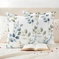 thumbnail image 3 of Teal Blue Botanical Outdoor Waterproof Pillow Covers, Eucalyptus Leaves Watercolor Summer Decorative Square Throw Pillowcase Sofa Cushion Sham for Patio/Couch/Chair, 18"x18" 2 Pack, 3 of 8
