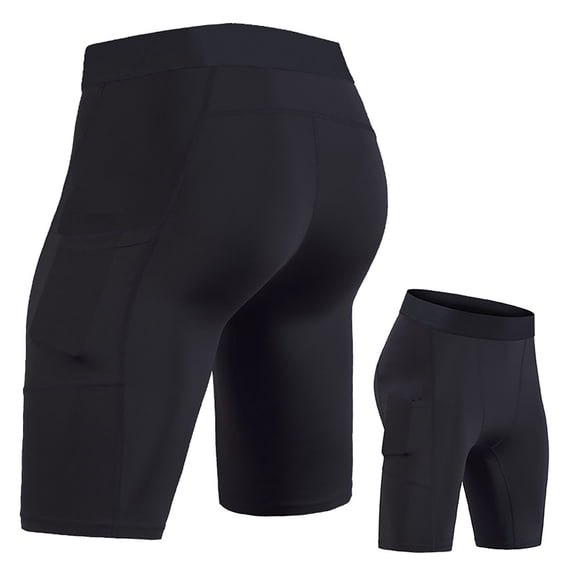 BUWTTER Shorts for Men Sports Fitness Quick Drying Training Tight Pocket Athletic Pants Black Shorts L