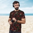thumbnail image 4 of Wukai Fishbone Rose Print Men's Short-Sleeved Mesh T-Shirt,Quick-Dry Short Sleeve Workout T-Shirt-4X-Large, 4 of 8