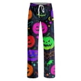 thumbnail image 6 of Womens Pj Pants Halloween Pumpkin Print Wide Leg Lounge Pants Elastic Waist Pjs, 6 of 6