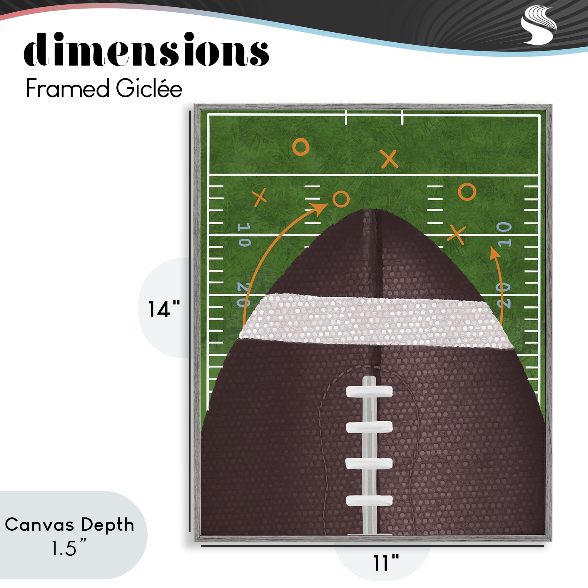 Stupell Industries Football Field Tactics Gray Framed Giclee Art, design by Jennifer Stith