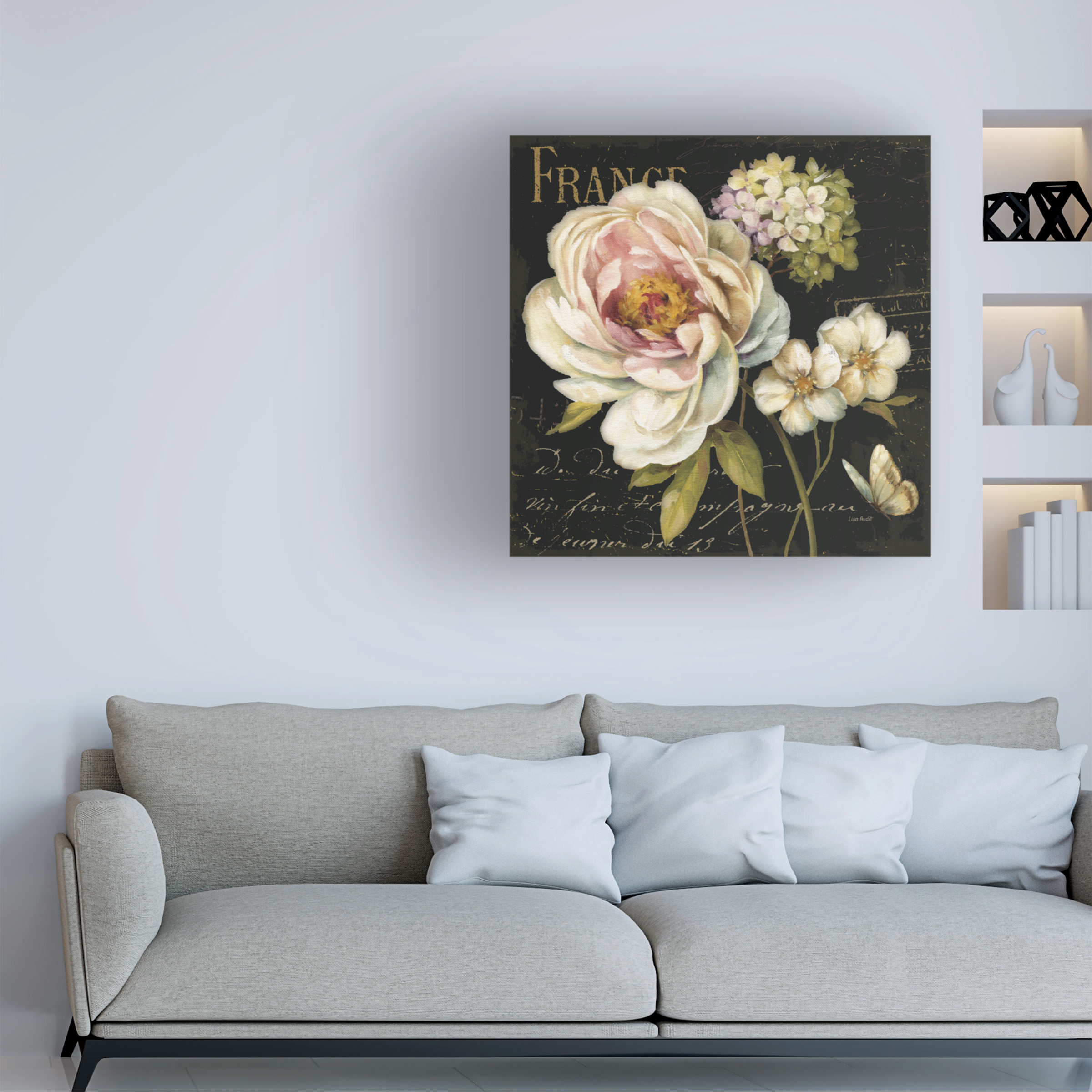 Trademark Fine Art Lisa Audit Marche de Fleurs on Black Canvas Wall Art - 35x35