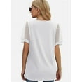 thumbnail image 3 of Womens Casual V Neck T Shirts Swiss Dotted Puffy Sheer Short Sleeve Blouses, 3 of 5