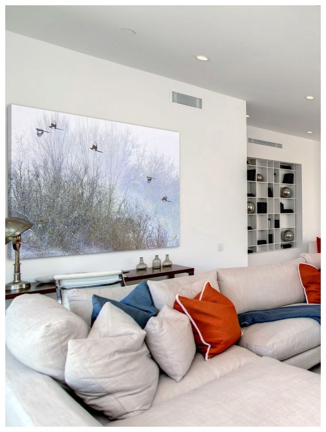 Marmont Hill - "Gray Trees Magpies" by Chris Vest Painting Print on Wrapped Canvas