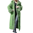 thumbnail image 2 of Abrigo de invierno para mujer, informal, mezcla de algodón, abrigo con capucha, cárdigan largo de punto grueso, 2 of 4