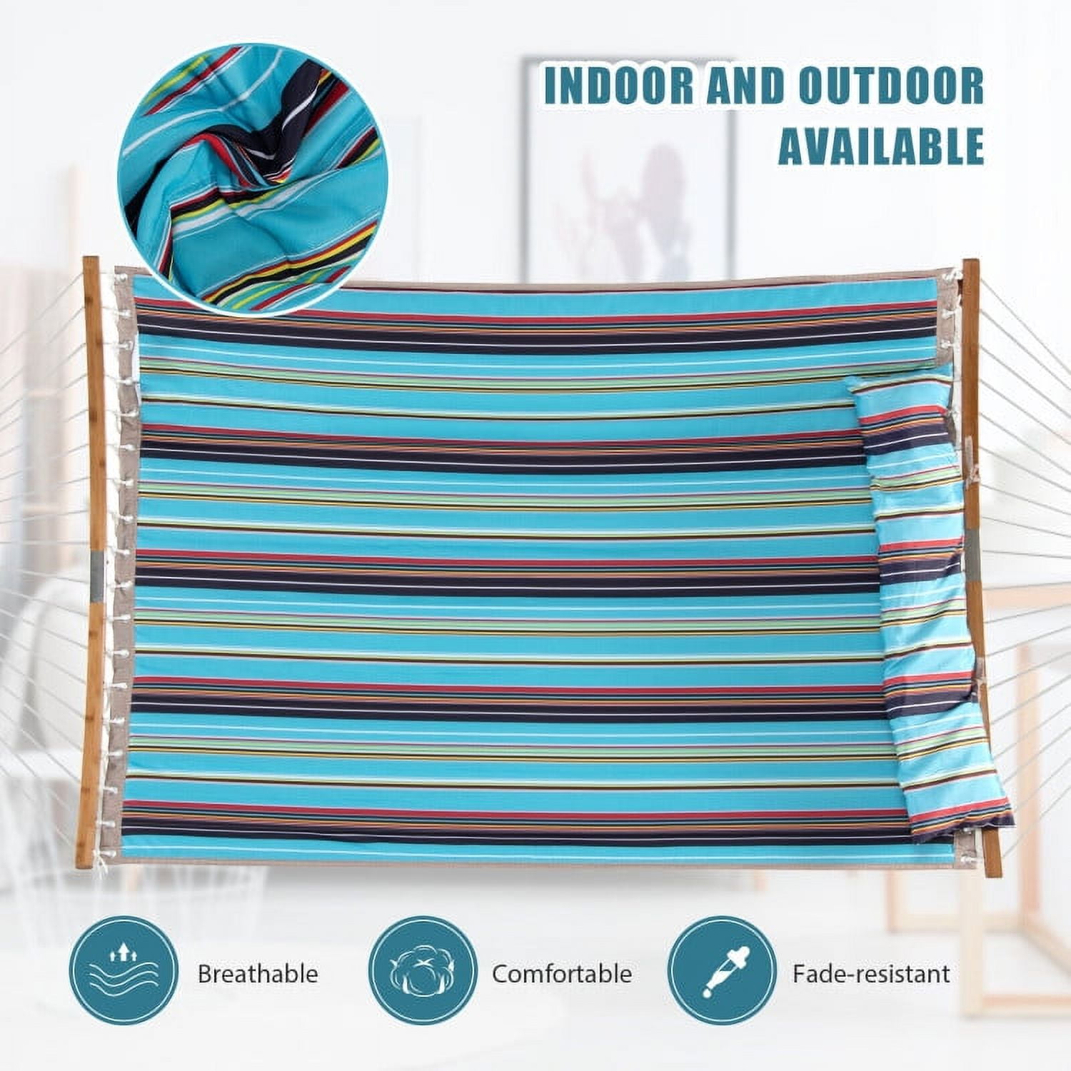 Aimee Lii Outdoor Hammock with Detachable Pillow, Comfy Outdoor Chair, Blue Aimee Lii Outdoor Hammock with Detachable Pillow, Comfy Outdoor Chair, Blue