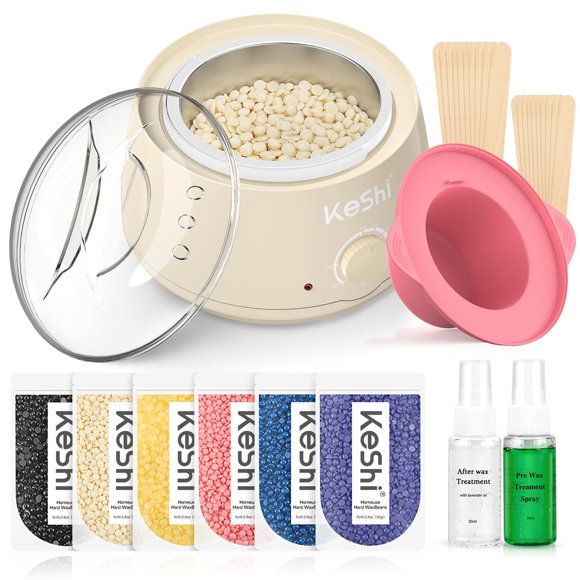 Kit de Depilación KeShi Calentador Sin Dolor + 6 Bolsas de Cera en Perlas