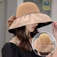 thumbnail image 6 of harmtty Bow Decor Sunhat Brim Sun Hat Summer Women Fisherman Hat Big Brim Foldable Bow Decor Sun Protection Anti-uv Heat-resistant Vinyl Portable Camping Khaki, 6 of 8