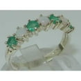 thumbnail image 2 of LBG 925 Sterling Silver Natural Opal & Emerald Womans Wedding Ring - Size 5.5, 2 of 3