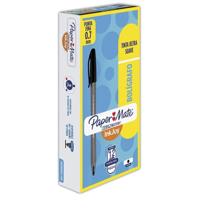 Boligrafo Kilometrico Negro Paper Mate Caja Con 12 pzas Punto Fino Unisex