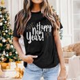 thumbnail image 2 of Bibifish Womens T-Shirt Black Happy New Year Graphic Print Short Sleeve Soft Crew Neck tee Relaxed Fit Casual Holiday Party Festive Stylish top, 2 of 4
