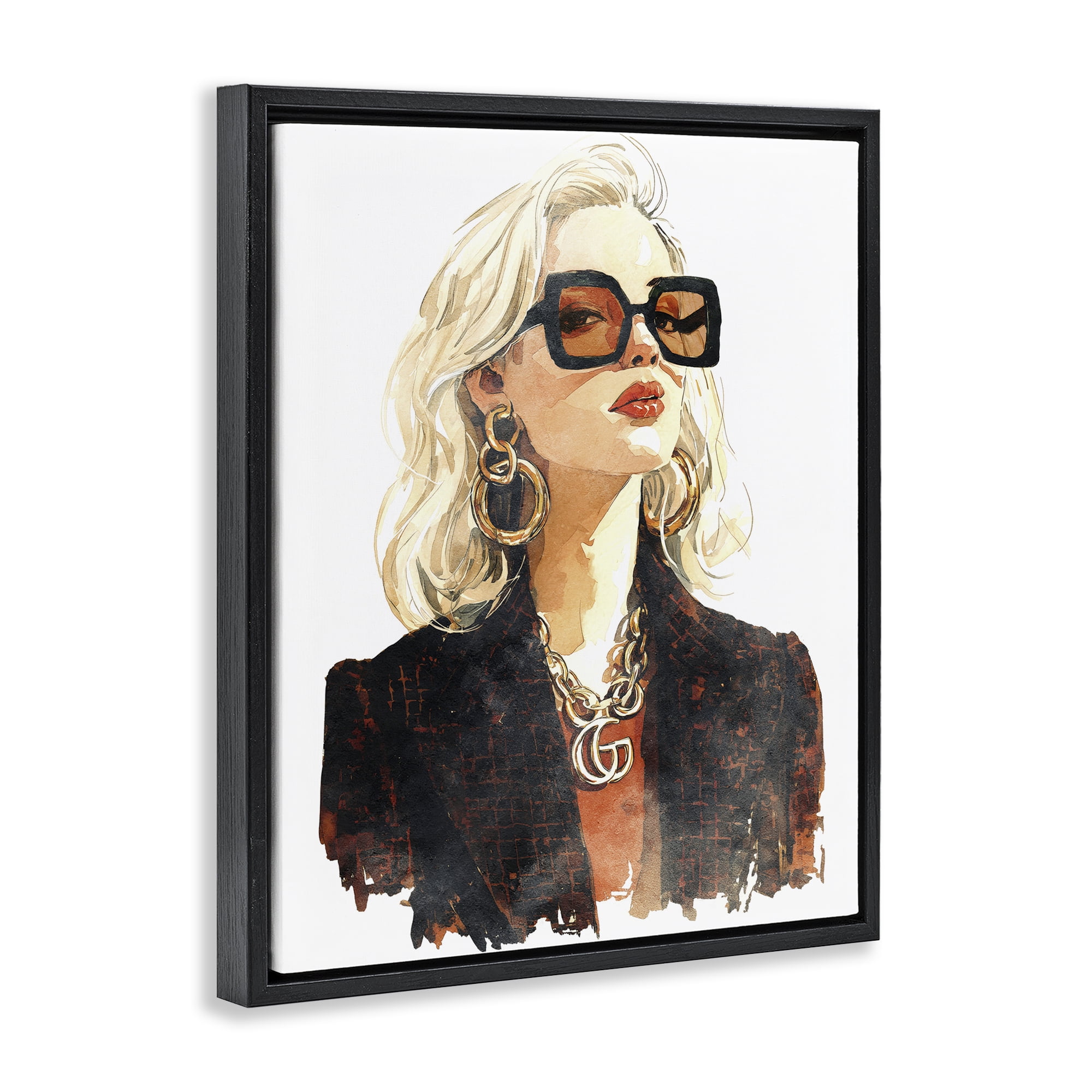 Stupell Industries Luxurious Gilded Gaze Black Framed Floater Canvas Wall Art, design by Svetlana Aleynikova
