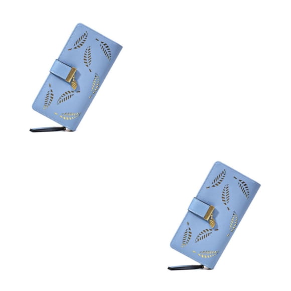 Carteras de cuero de PU Sonducket para mujeres billetera única azul 2piezas