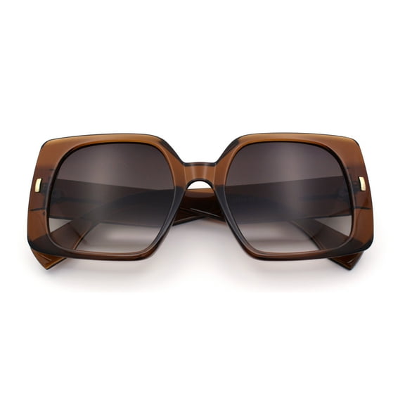 Womens Classy 90s Designer Fashion Butterfly Plastic Rectangle Sunglasses Brown - Smoke