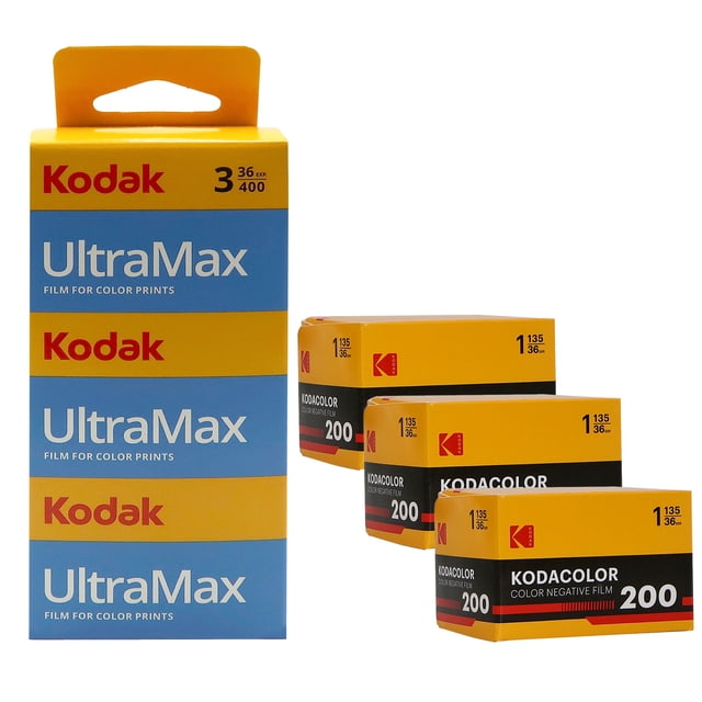 Película Kodak UltraMax 400 en negativo en color, 35 mm, 36 exposiciones, x3