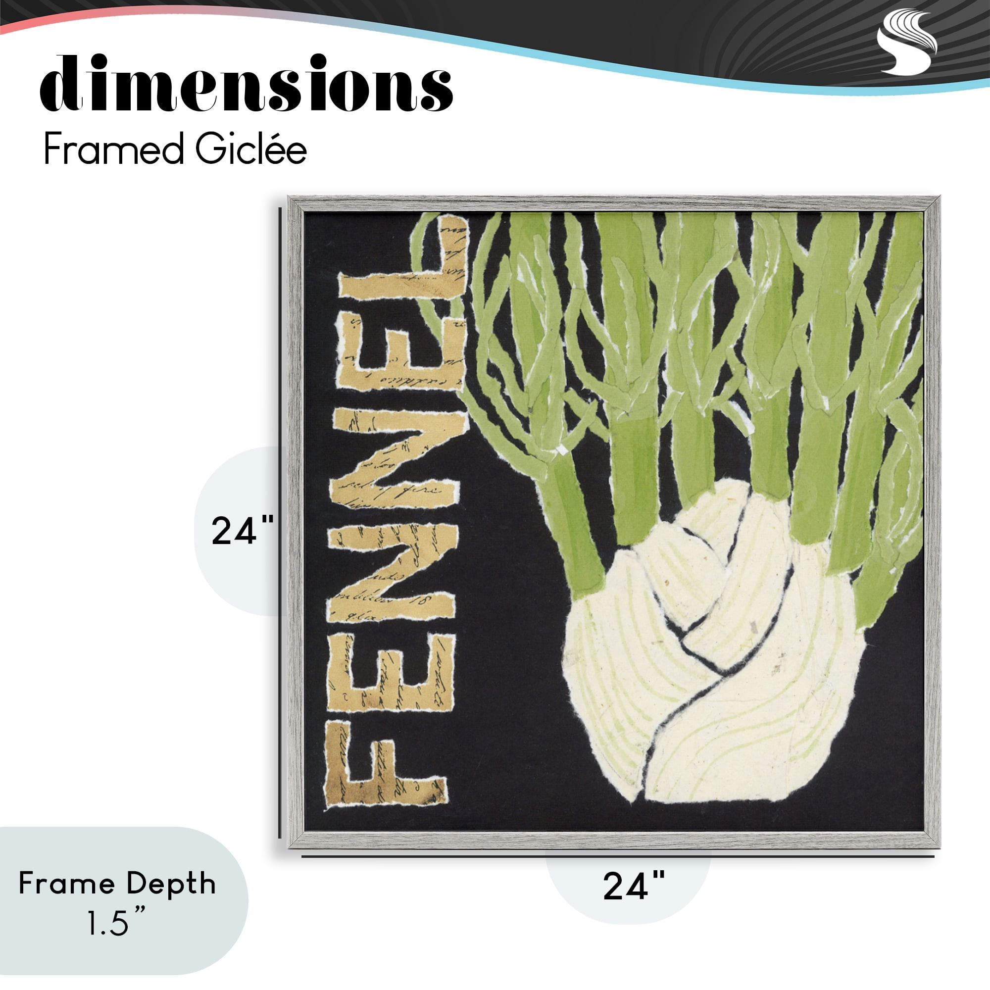 Stupell Industries Fennel Root Vegetable Gray Framed Giclee Art, design by Nancy Overton