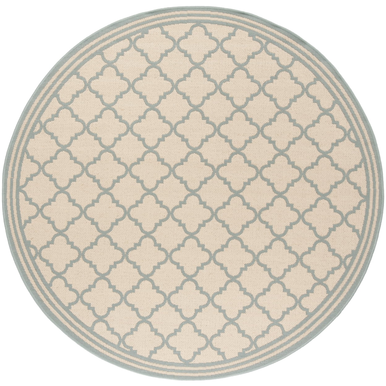 SAFAVIEH Beach House Nima Trellis Indoor/Outdoor Area Rug Cream/Aqua, 6'7" x 6'7" Square