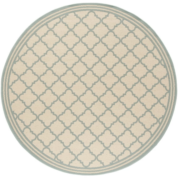 SAFAVIEH Beach House Nima Trellis Indoor/Outdoor Area Rug Cream/Aqua, 6'7" x 6'7" Round