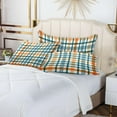 thumbnail image 6 of Modern Minimalist White Green Orange Square Grid Plush Pillowcase, Luxury Soft King Pillow Case for Hair and Skin, Standard Size Pillow Covers with Zipper Closure, 20x26in Home Decor Gifts, 6 of 7