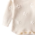 thumbnail image 4 of Hotiary Newborn Baby Girl Knit Sweater Romper Infant Oversized Long Sleeve Crewneck Embroidery Bodysuit Toddler Warm Fall Winter Outfit Apricot, 4 of 6