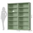 thumbnail image 6 of Hiphuta 63"W Extra Large and Sturdy Bookcase, Double Wide 6-Tier Bookshelf, Tall Bookcase for Home Office and Living Room, Wooden Freestanding Display Shelf, Green, 6 of 7