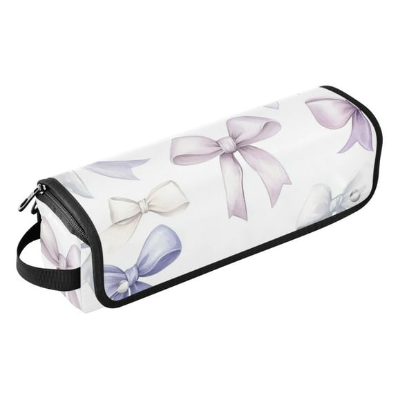 Hair Tool Travel Bag with Heat Resistant Mat for Flat Iron, Straighteners, Curling Iron, Makeup, Toiletries & Haircare Accessories, Portable Hot Tools Organizer with Hangdbag. Bowknot