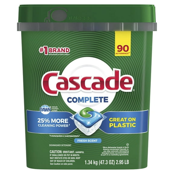 Cascade Complete Fresh Scent Dishwasher Detergent Action Pacs, 90 ct.