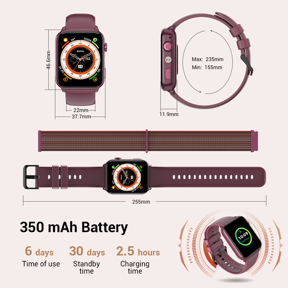 LUOMATE Smart Watch for Women and Men, Purple photo 8