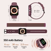 Blackview 1.91-inch Womens Smartwatch with Answer/Make Calls/100+ Sports Modes/Message Reminder/Waterproof,fits for Android Iphone Devices,Purple