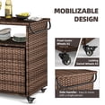 thumbnail image 3 of AECOJOY Patio Wicker Bar Tables with Wheels&Shelf Patio Serving Table Outdoor Storage Cabinet Outdoor Bar Cart, Brown, 3 of 9